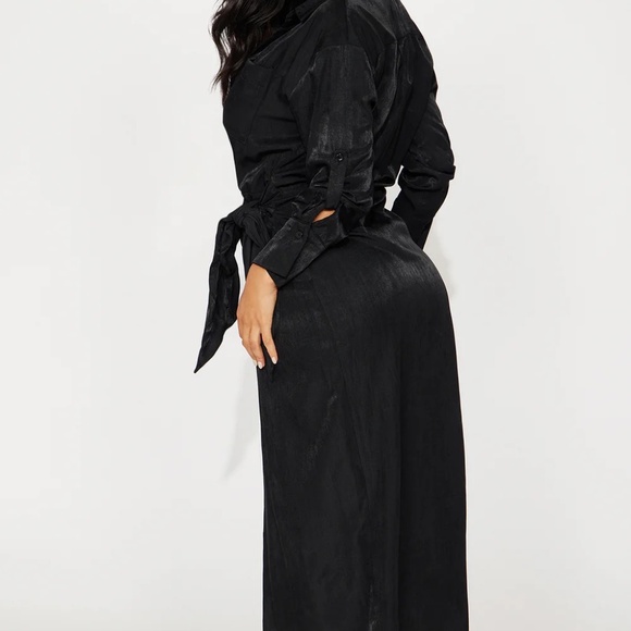 Business Classy Maxi Shirt Dress - Black - Picture 3 of 7